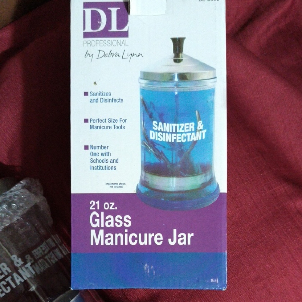 DL Professional Glass Manicure Jar - Blue